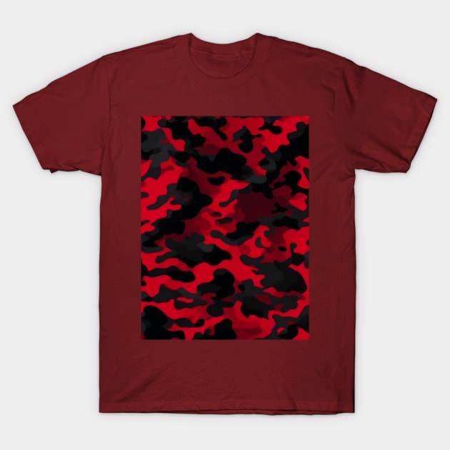 BLACK AND RED CAMO DESIGN T-Shirt by ZARBIT